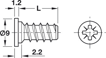 欧式螺钉, Häfele，Varianta，柱形头，PZ，钢质，全螺纹，适合在木质材料上钻孔 Ø 5 mm
