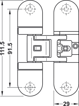 隐藏式合页, Startec H7，隐藏式，适用于最重 50/70 kg 的平口室内门