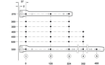 侧帮抽屉滑轨系统，单层, Häfele Matrix Box Single A25，半拉伸，高度 150 mm，白色，RAL 9010