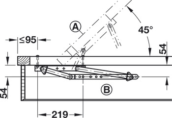 弹簧式配件, 外开支撑杆，用于侧边和端部开启