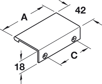 Furniture handle, Edge pull handle, aluminium