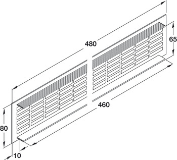 ventilation trims, square, aluminium, with ribbed flanges, slotted