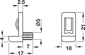 Shelf support, for inserting into drill hole ⌀ 5 mm, plastic