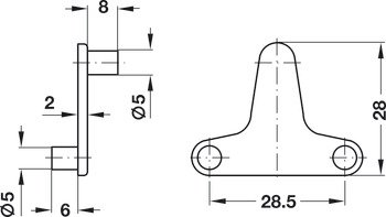 Shelf support, for inserting into drill hole ⌀ 5 mm, zinc alloy