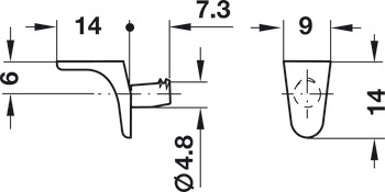 Shelf support, for inserting into drill hole ⌀ 5 mm, zinc alloy