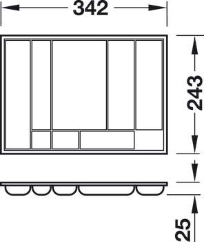 Tray insert, With rim, with 8 compartments