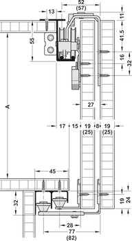 Sliding door fitting, Häfele Slido F-Line42 50A, set