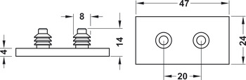 Base element, rectangular, for glide inserts