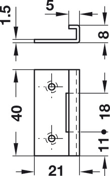 Angled striking plate, for Symo push and turn lock