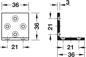 Corner bracket 90°, Häfele Keku