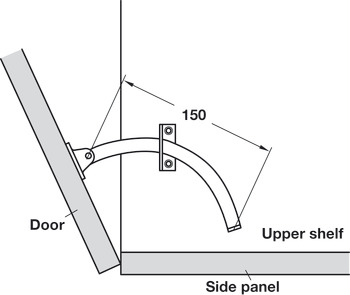 Opening angle restraint, steel, length 150 mm