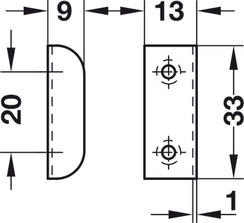 Deadbolt rim lock, PZ 60, backset 25 mm and 40 mm