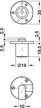 Inlaid flap lock, Häfele Rondell, with fixed plate cylinder