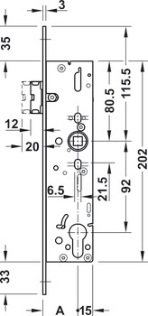 mortise locks for tubular door frames, with alternating function E