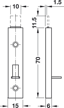 Furniture bolts, Straight deadbolt, visible screws