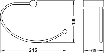 Towel rail, round series, for screw fixing