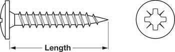 Chipboard screw, Hospa, flat head, rear panel screw, PZ, zinc plated