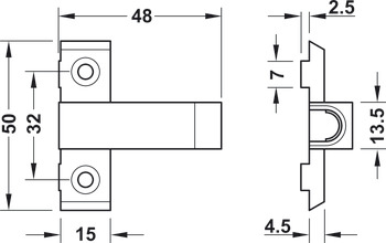 Cruciform adapter plate, for magnetic push catch