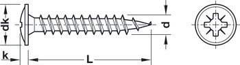 Chipboard screw, Hospa, flat head, rear panel screw, PZ, zinc plated