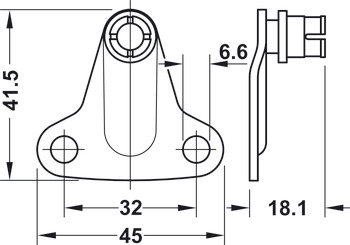 Mounting bracket, For cabinet, for Häfele Maxi stay flap fitting