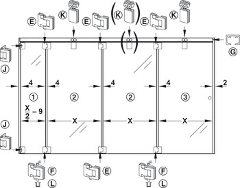 Set components, Häfele Slido W-Fold872 55S