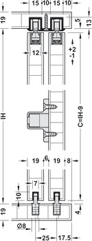 Sliding door fitting, HAWA Clipo 16 HM IF, set