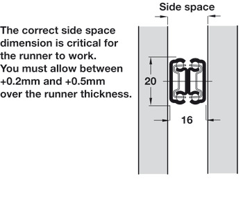 Ball bearing runners, Full extension, Accuride DZ 2431, load bearing capacity up to 20 kg, steel, side mounting