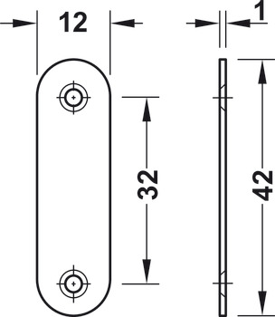 Counterpiece, for magnetic pressure catch wooden door, for screw fixing