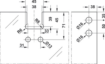 Set components, Häfele Slido W-Fold872 55S