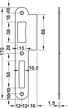 Mortise lock, for hinged doors, Startec, bathroom/WC