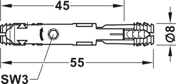 RTA Connector, Häfele Ixconnect SC 8/60, plastic