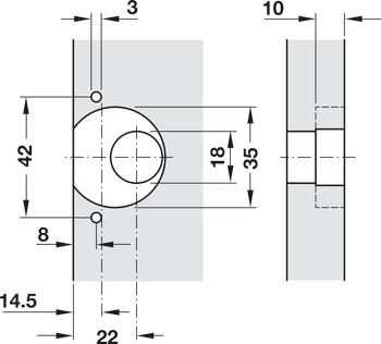 Roller shutter mortise lock, Häfele Symo, backset 22 mm