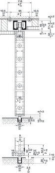 Sliding door fitting, Hawa 20-c Faltwand 120, set