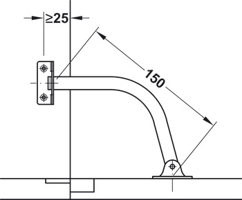 Opening angle restraint, steel, length 150 mm