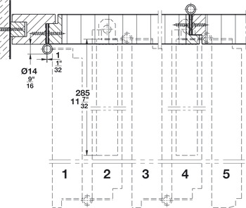 Sliding door fitting, Hawa 20-c Faltwand 120, set