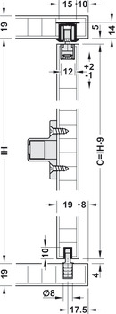 Sliding door fitting, HAWA Clipo 16 HM IF, set