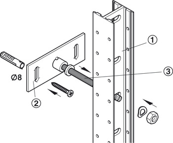 3D wall spacer, Häfele Keku R