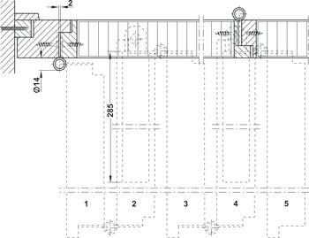 Sliding door fitting, Hawa 20-c Faltwand 120, set