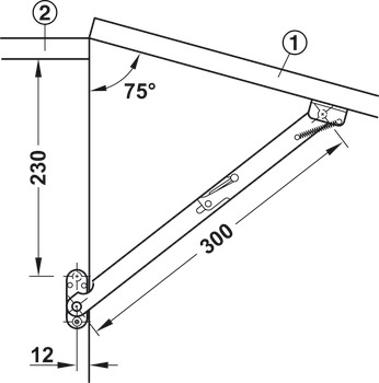 Lid stay, with joint, for wooden flaps