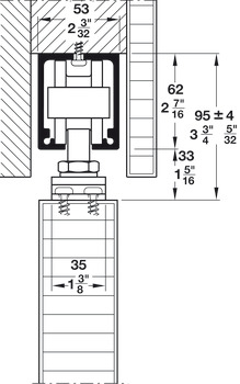 Sliding door fitting, HAWA Junior 160 A, set