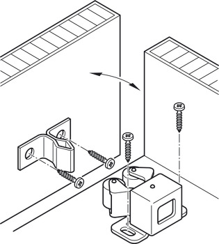 Twin roller catch, For screw fixing, steel