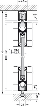 Sliding door fitting, Häfele Slido W-Fold32 100G, set