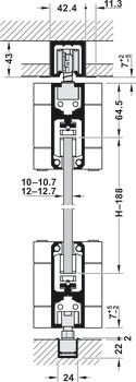 Sliding door fitting, Häfele Slido W-Fold32 100G, set