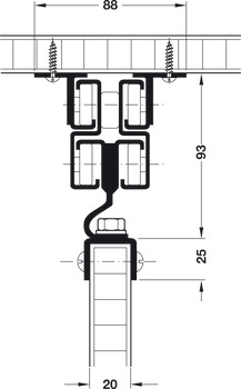 Wall display extension, full extension, load-bearing capacity up to 50 kg, steel